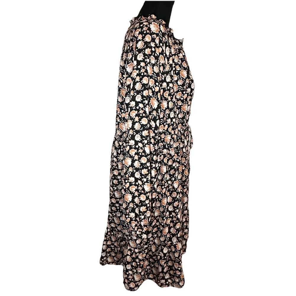 ZARA Women's Floral Long Sleeve Semi Sheer Mini Dress Pink Black Cottagecore MED - Picture 4 of 13